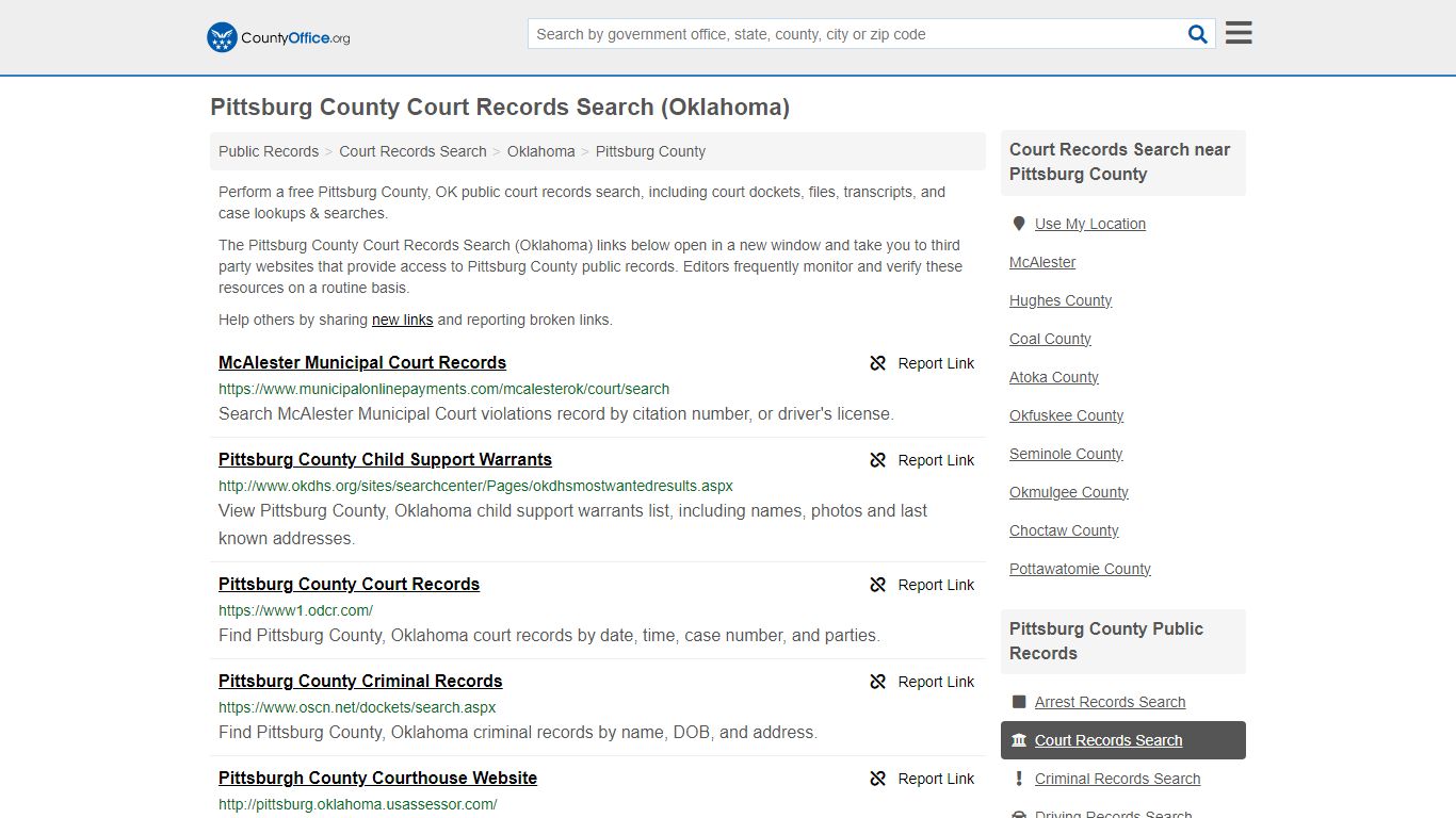 Pittsburg County Court Records Search (Oklahoma) - County Office